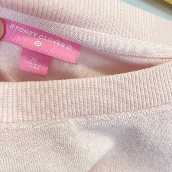 Stoney Clover Lane Pink Terry Cloth Cropped Sweatshirt - Picture 7 of 12